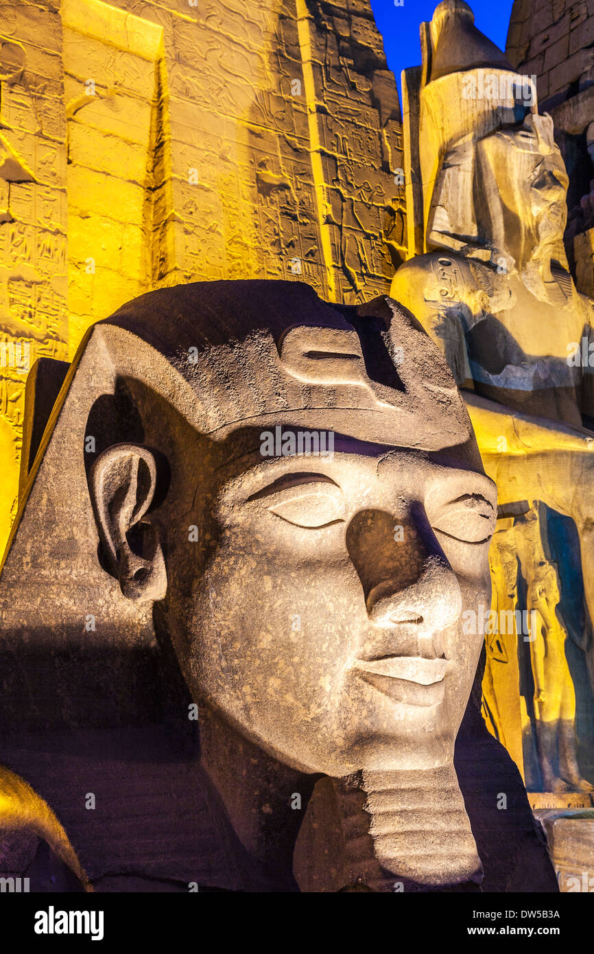 Statues of Ramesses II at the entrance to Luxor Temple. Stock Photo