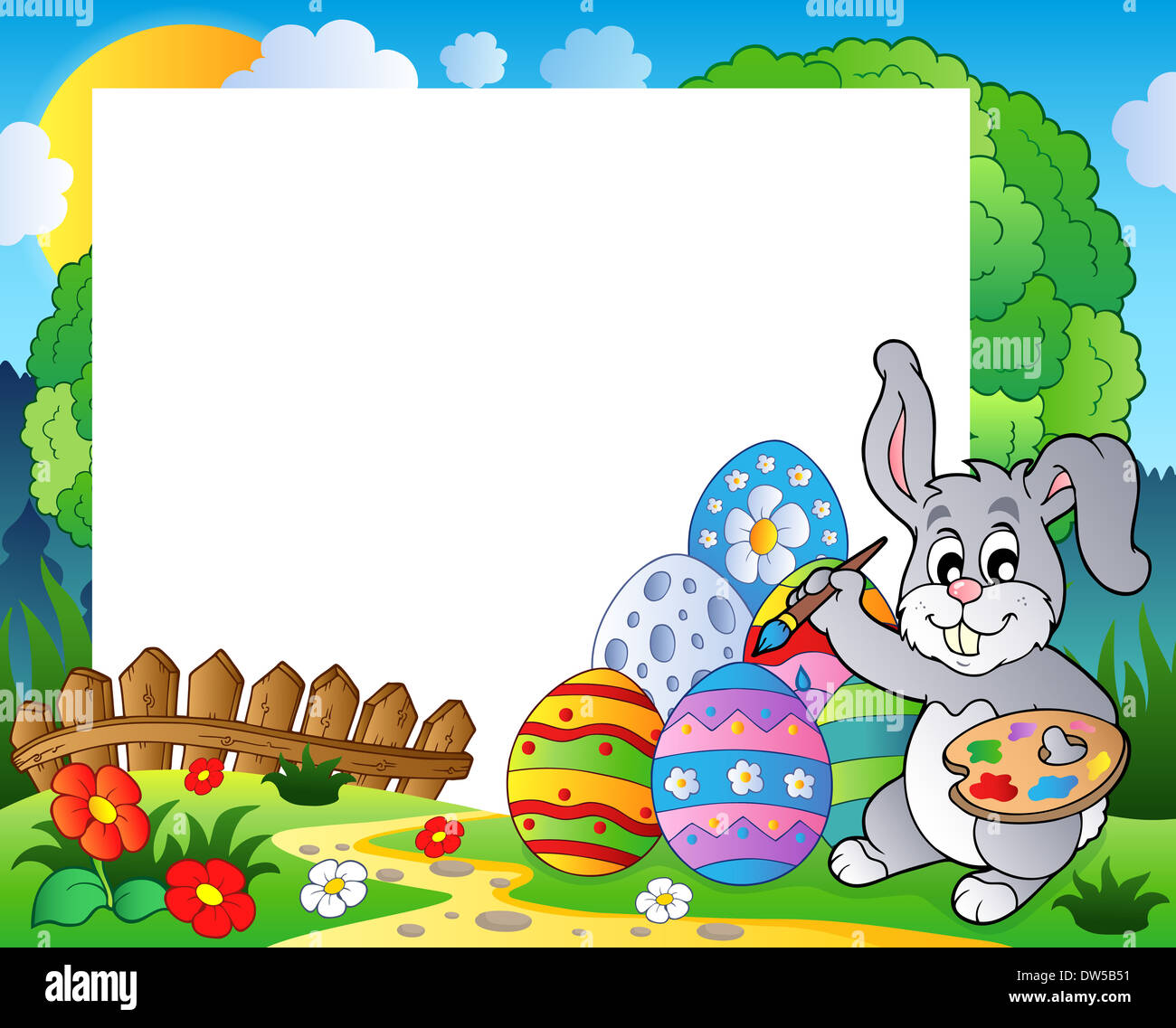Frame with Easter bunny theme 6 - picture illustration Stock Photo - Alamy