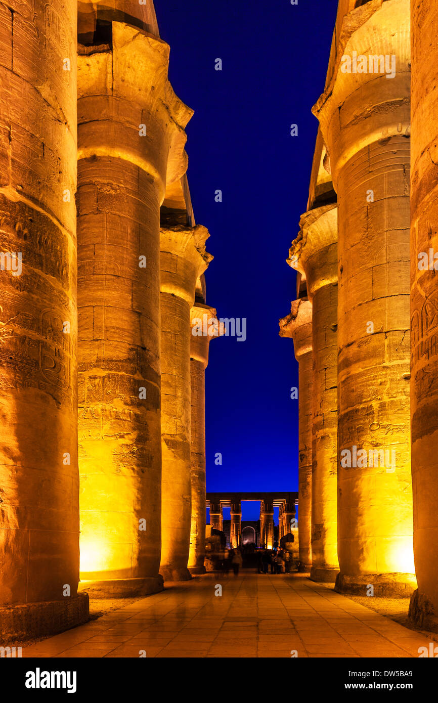 The colonnade of Amenhotep III at Luxor Temple. Stock Photo