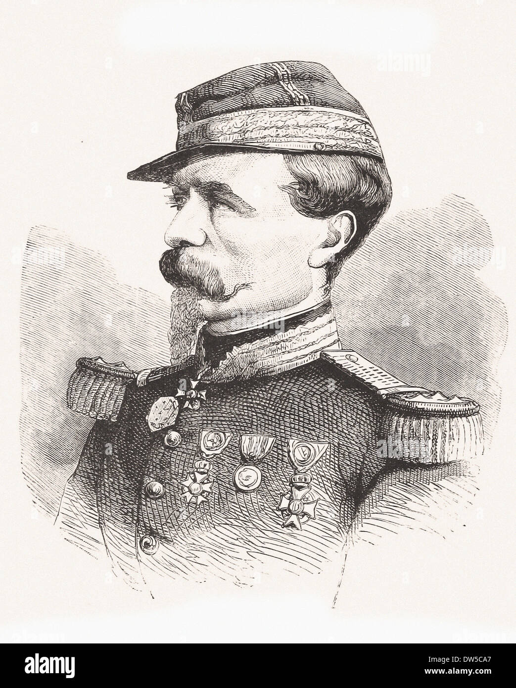 Portrait of Général Chanzy - Engraving XIX th century Stock Photo