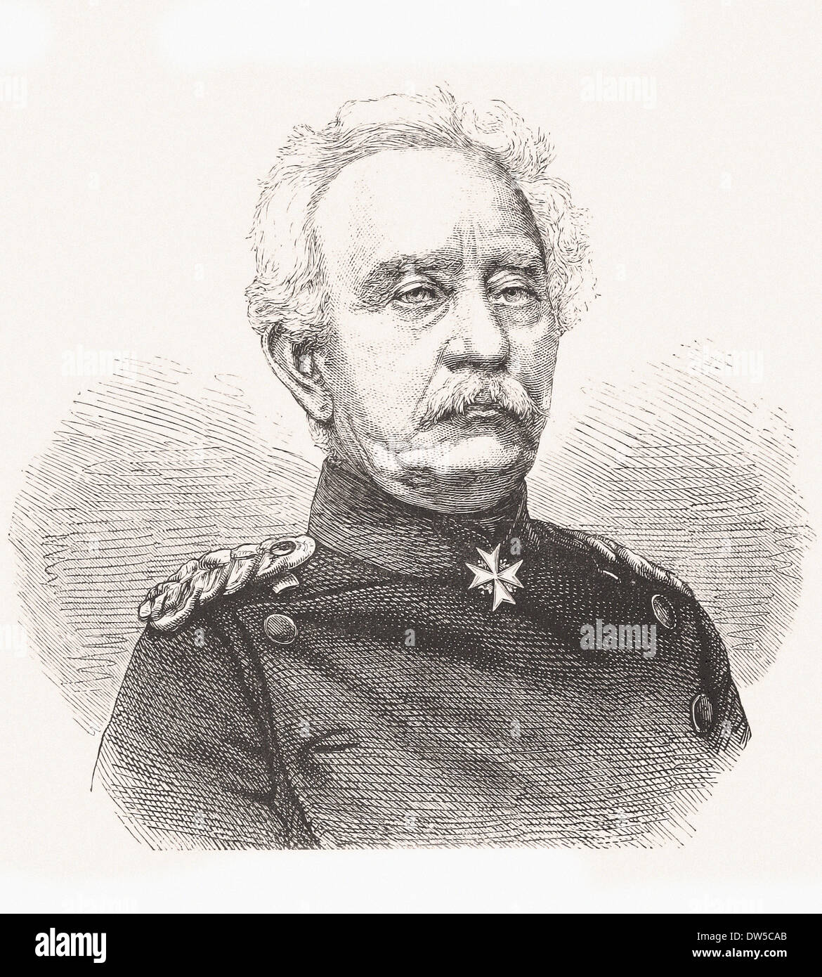 Portrait of Général von Steinmetz - Engraving XIX th century Stock Photo