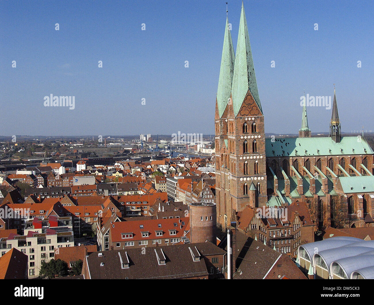 St. Mary's Church transmits the history of several ages in itself. The construction shapes the silhouette of Lübeckand represents the religiosity and the pride of the emerging middle class. Photo: Klaus Nowottnick Date: April 10, 2009 Stock Photo