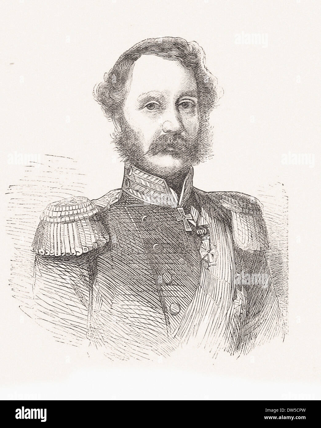 Portrait of Christian IX King of Denmark - Engraving XIX th century Stock Photo