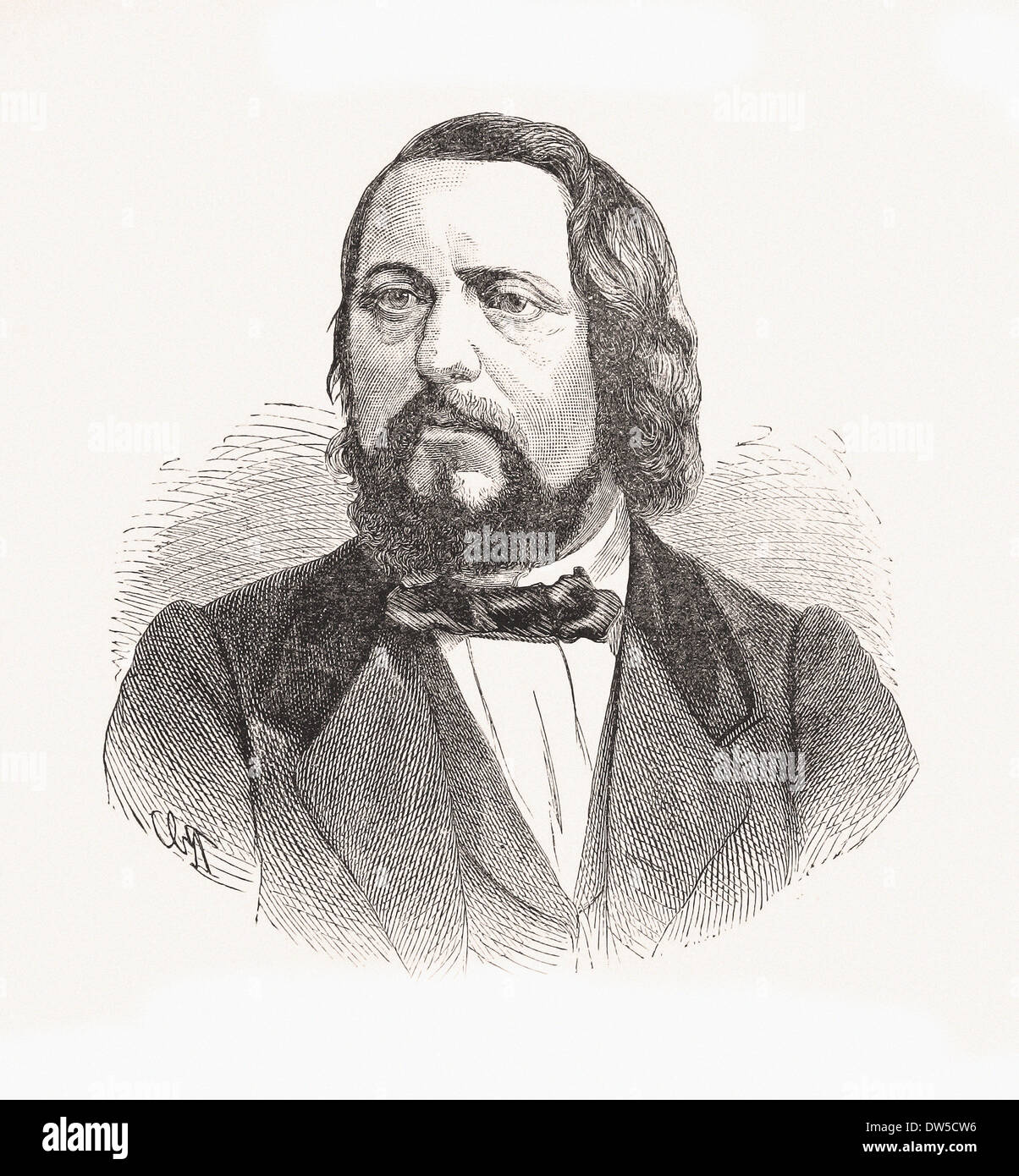 Portrait of Carl Wilhelm - Engraving XIX th century Stock Photo