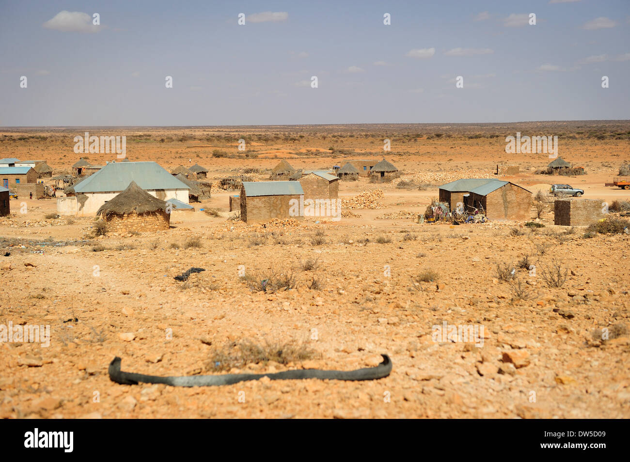 Puntland has a semi-arid climate. Rainfall is sparse and variable, with no single area receiving more than 400 mm (15.7 in) of rain annually. Even the coastal region is desertlike. Stock Photo