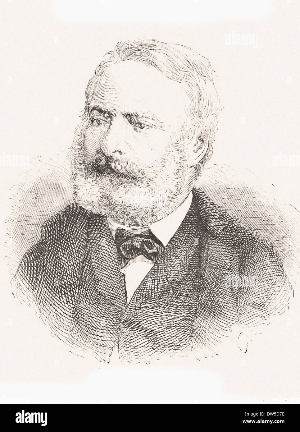 Portrait of Victor Hugo - Engraving XIX th century Stock Photo