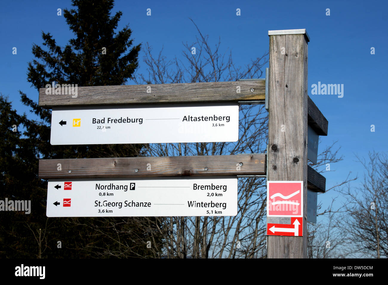 Kahler Asten Mountain Walking Ways Schedule Germany Stock Photo