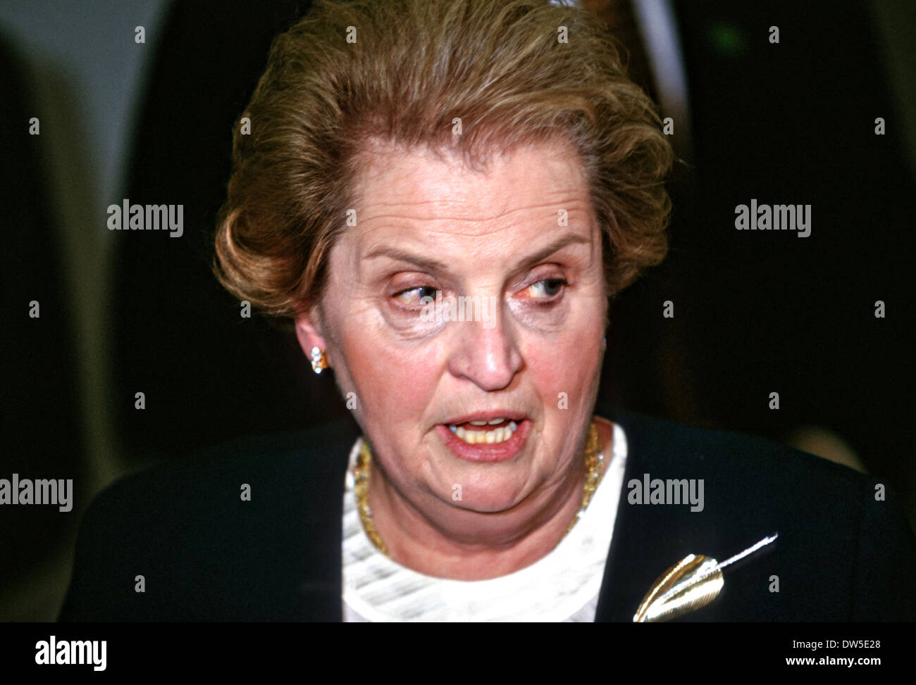 Secretary of State Madeleine Albright during an event at the White House February 25, 1998 in Washington, DC. Stock Photo