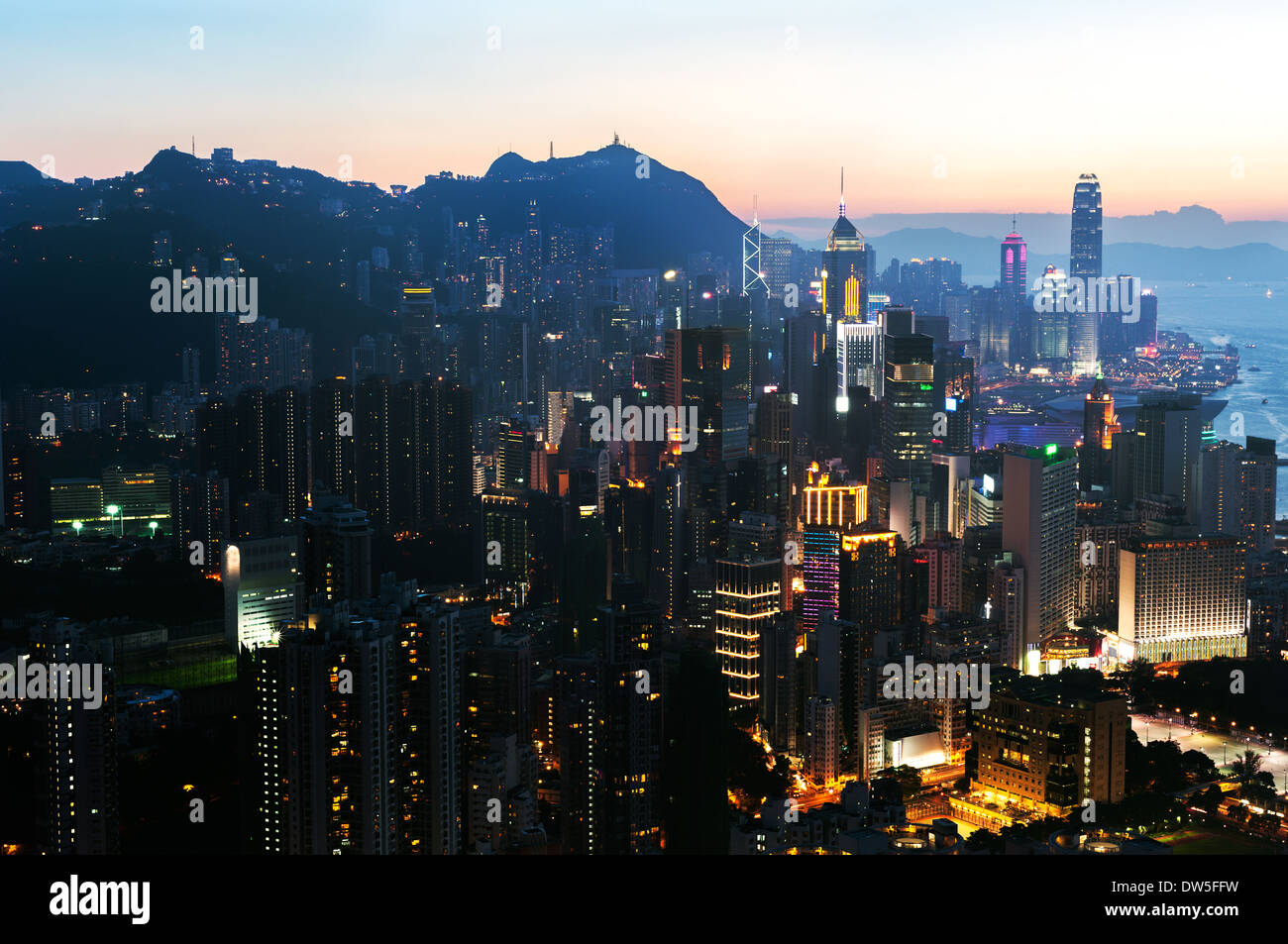 Hong Kong cityscape at sunset Stock Photo - Alamy