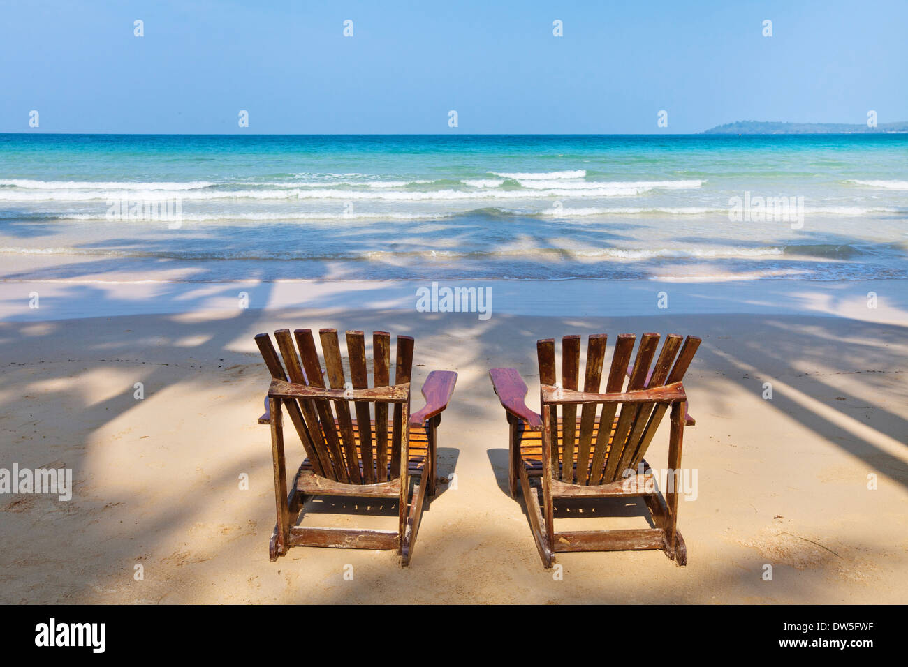 beach chairs Stock Photo