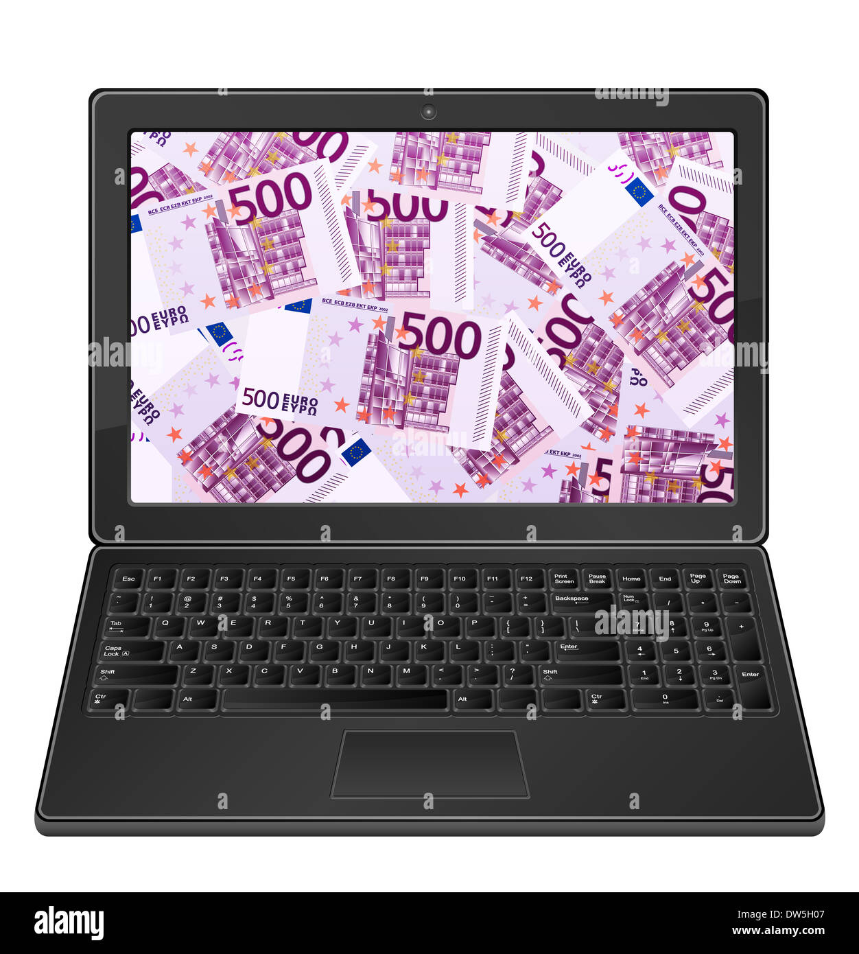 Laptop pc 500 euro banknote hi-res stock photography and images - Alamy