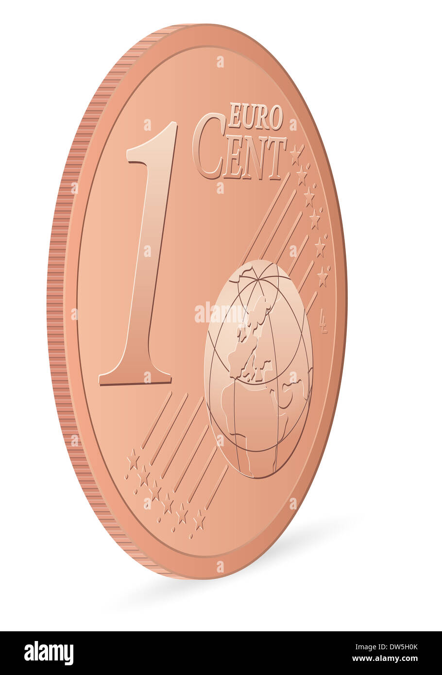 one euro cent coin on a white background. Vector illustration Stock ...