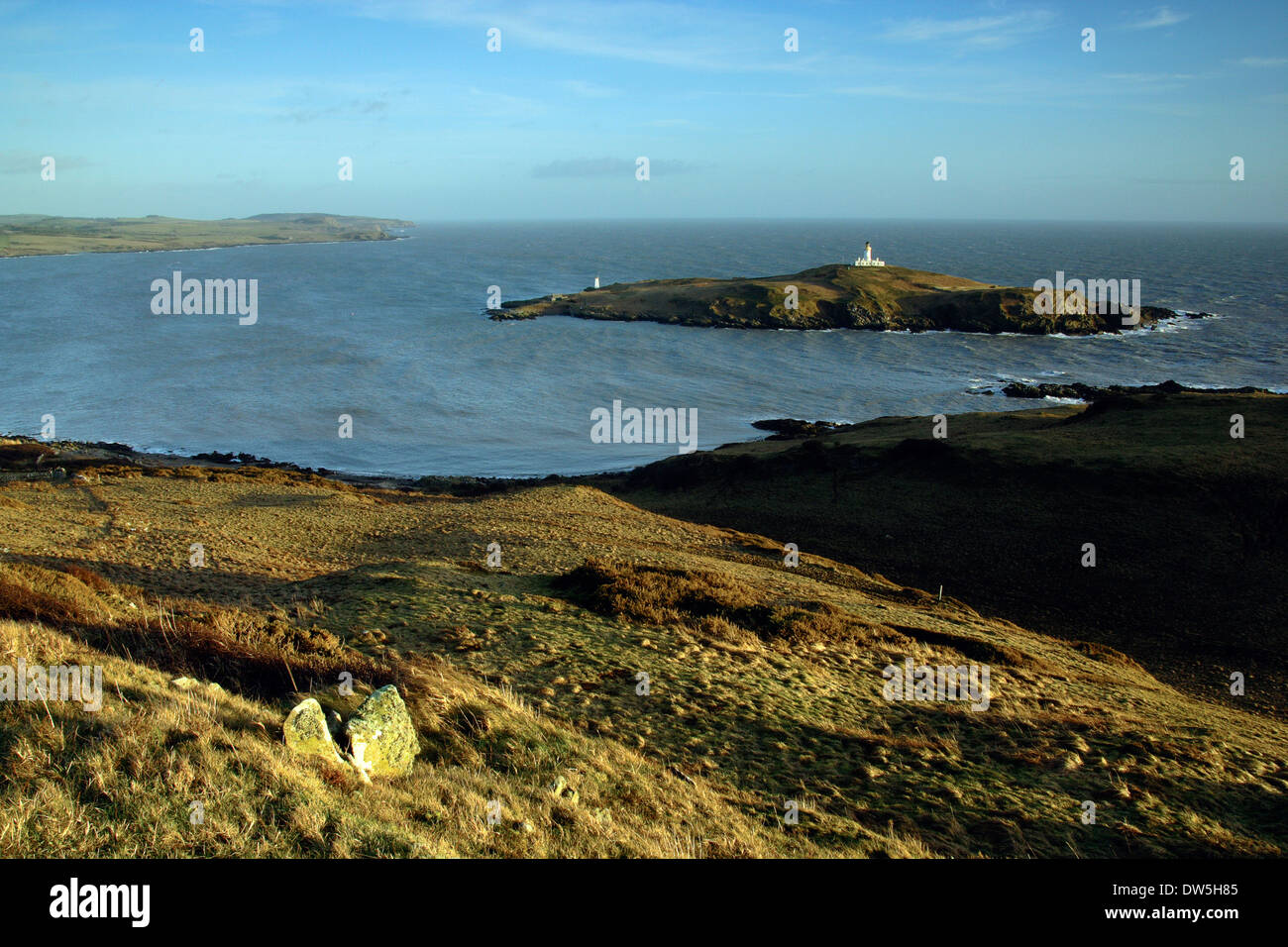 Little Ross Lighthouse and Ross Bay, Kirkcudbright, Galloway Stock