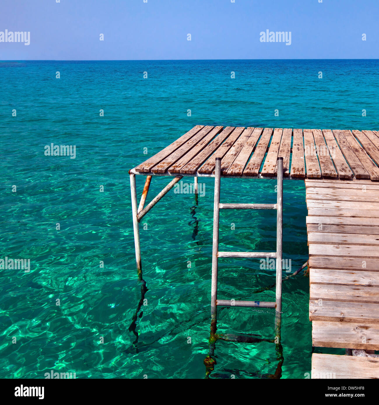 beach pier for jumping, fishing and snorkeling Stock Photo