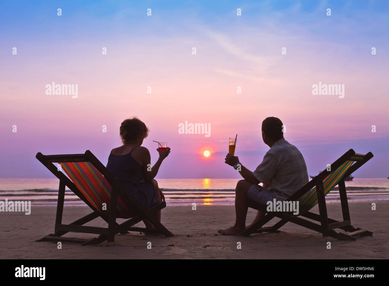 couple on the beach Stock Photo