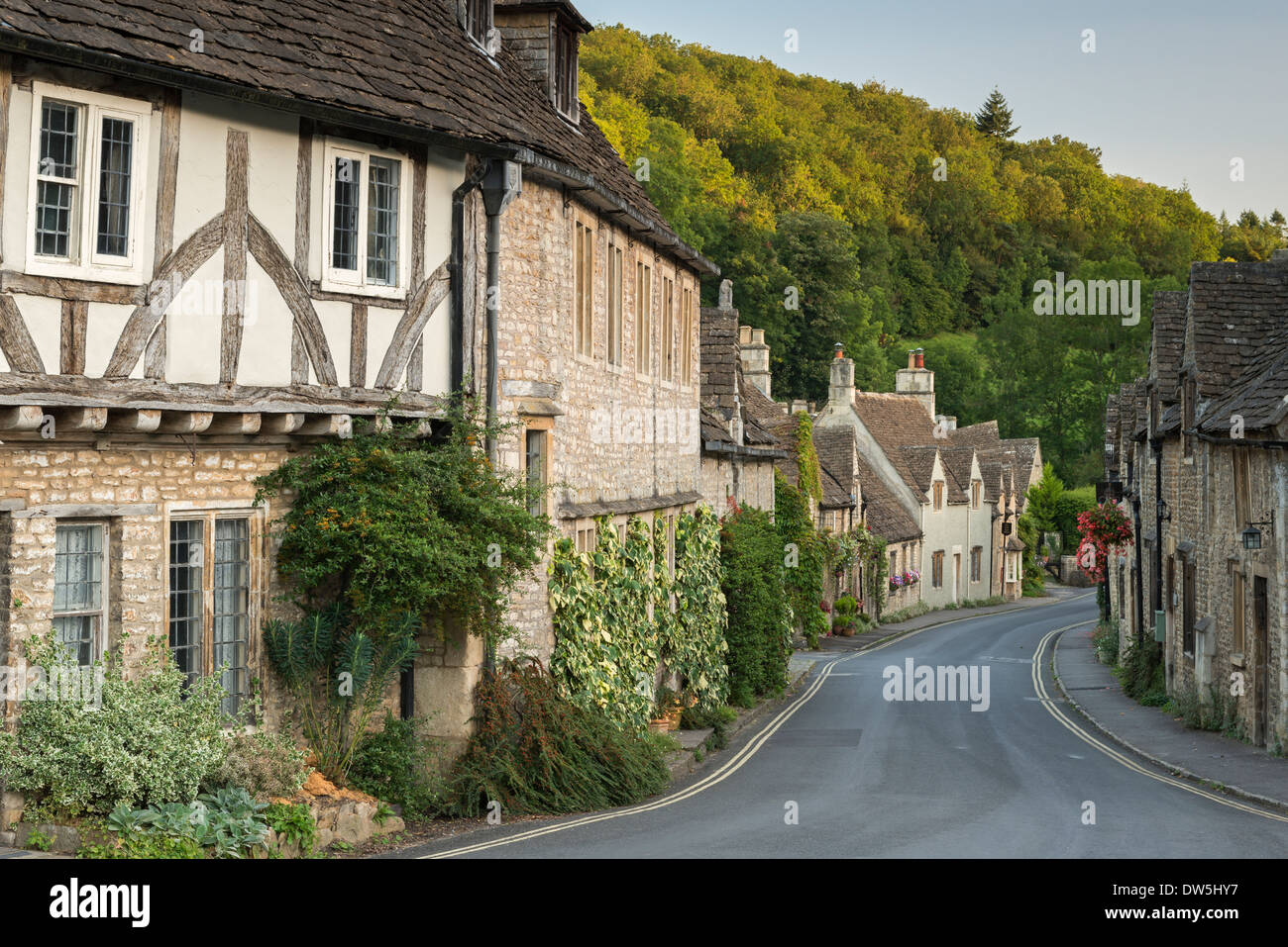 Picturesque Cotswolds village of Castle Combe, Wiltshire, England. Stock Photo