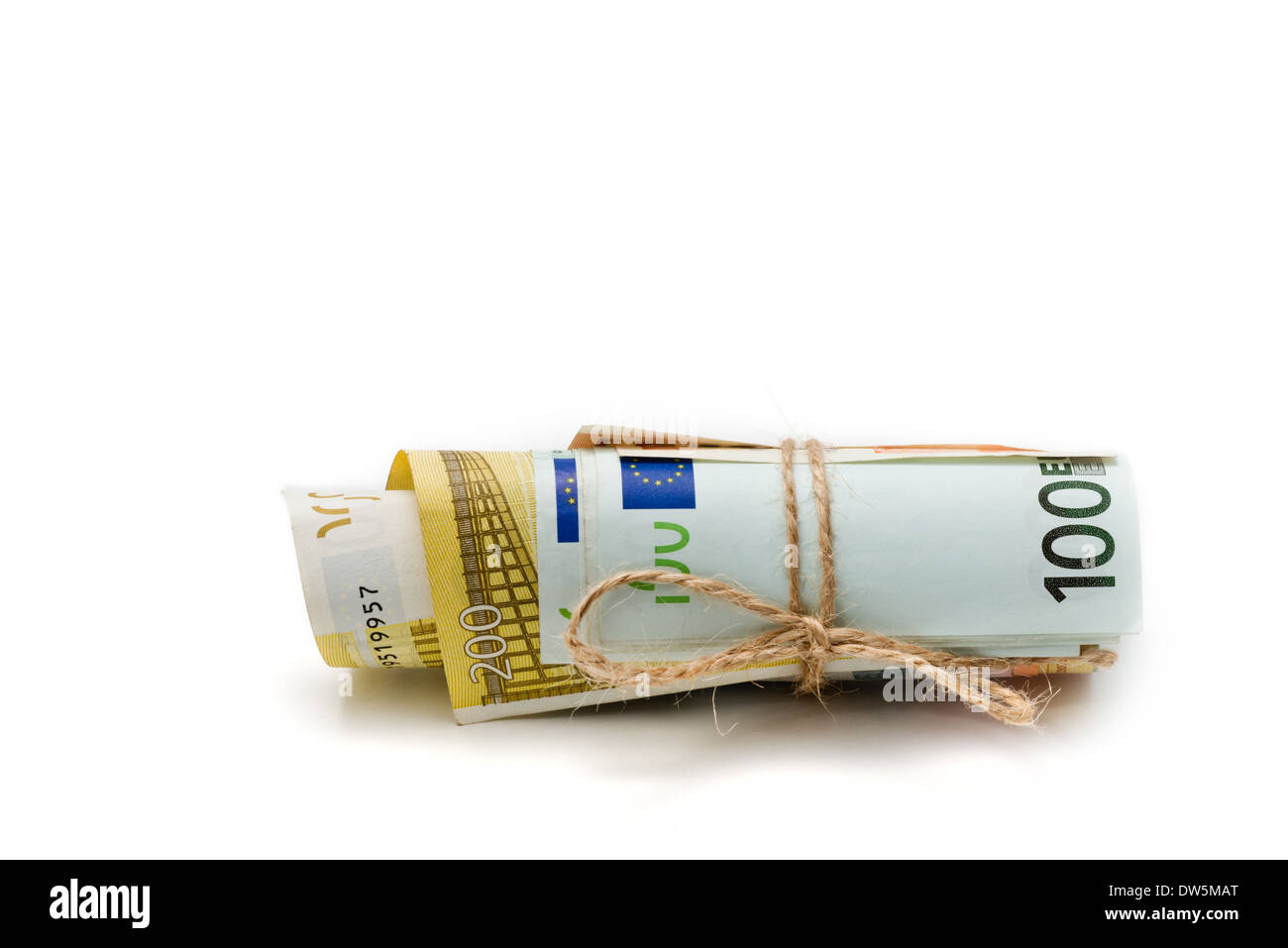 euro bank bill on the white background Stock Photo
