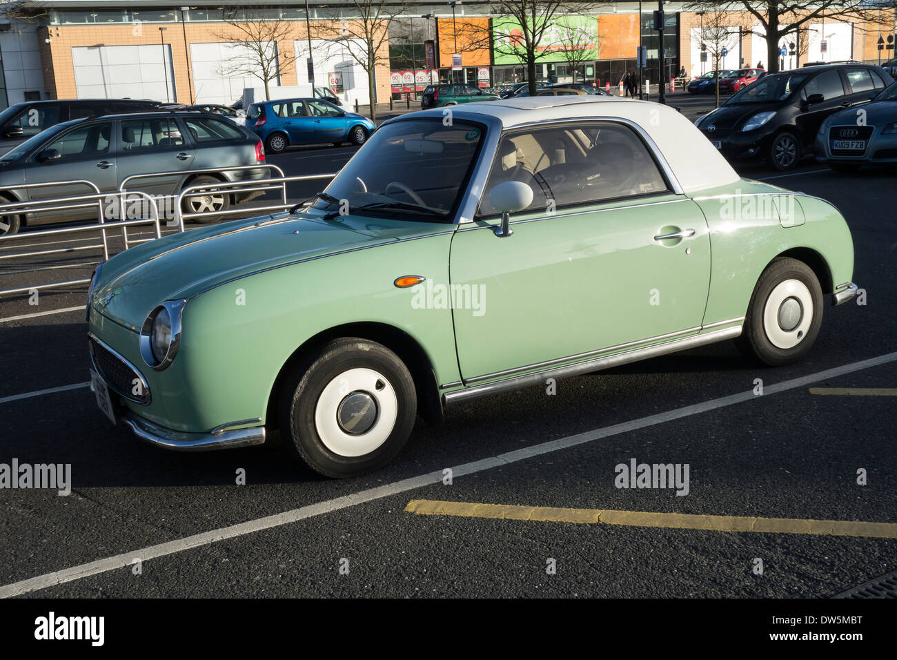 Nissan Figaro city car in Newmarket road car park Stock Photo