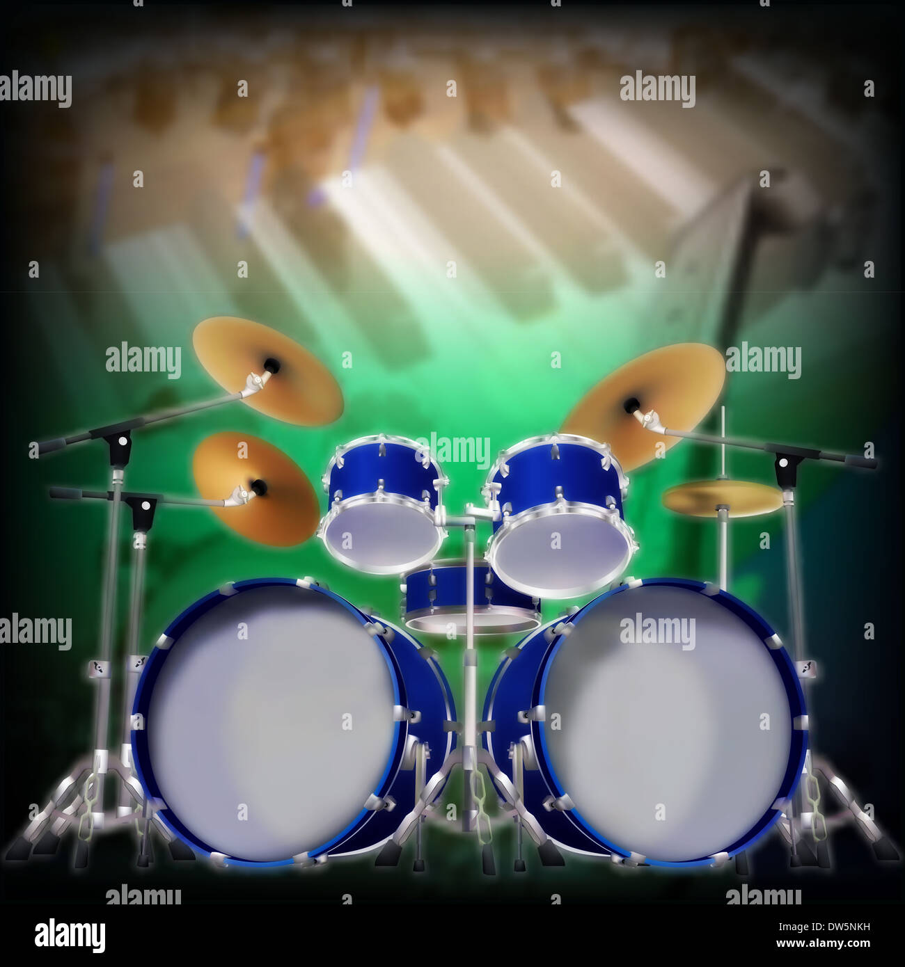 abstract music background with blue drum kit Stock Photo