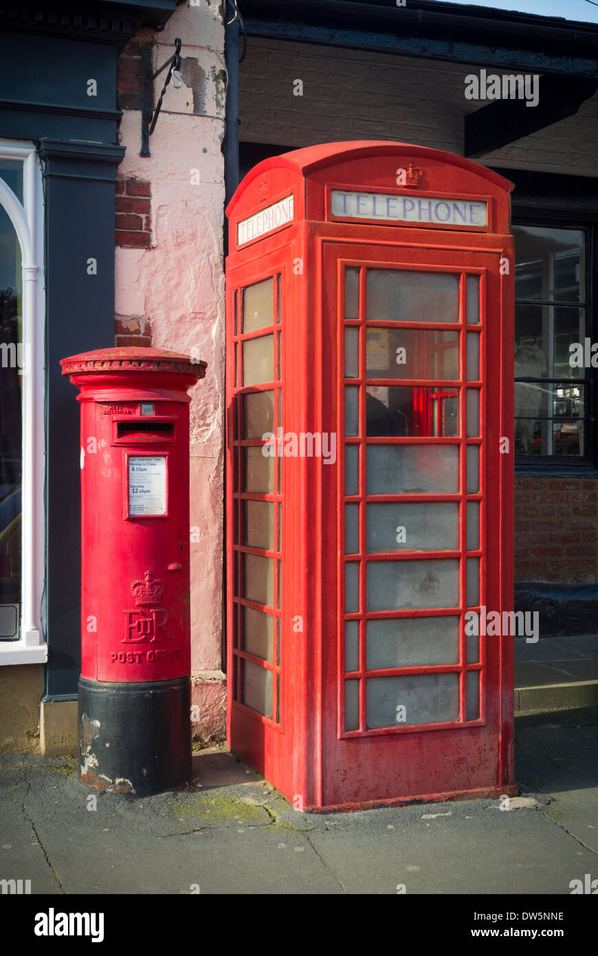 Traditional Red British Telephone Box and Post box Stock Photo Alamy