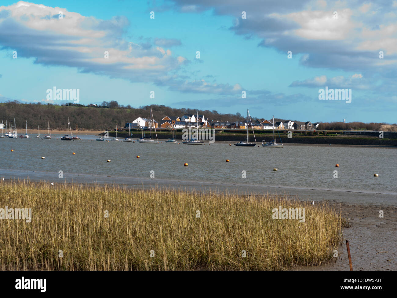 View Across The River Medway Towards St Marys Island Kent England at Low Tide Stock Photo