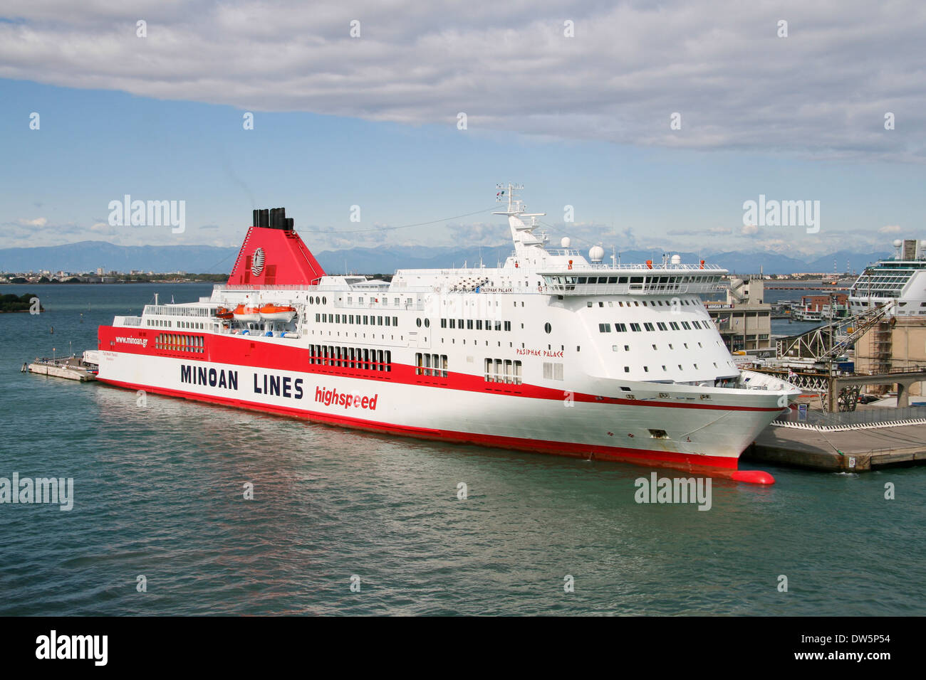 Minoan Lines ferry ship Pasiphae Palace docked in Venice Italy Stock Photo