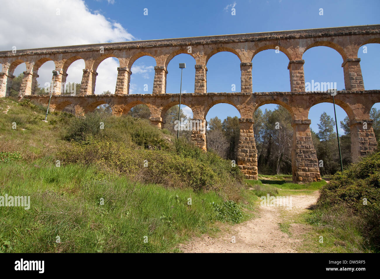 Roman Aqueduct of Tarragona, Catalonia. Stock Photo