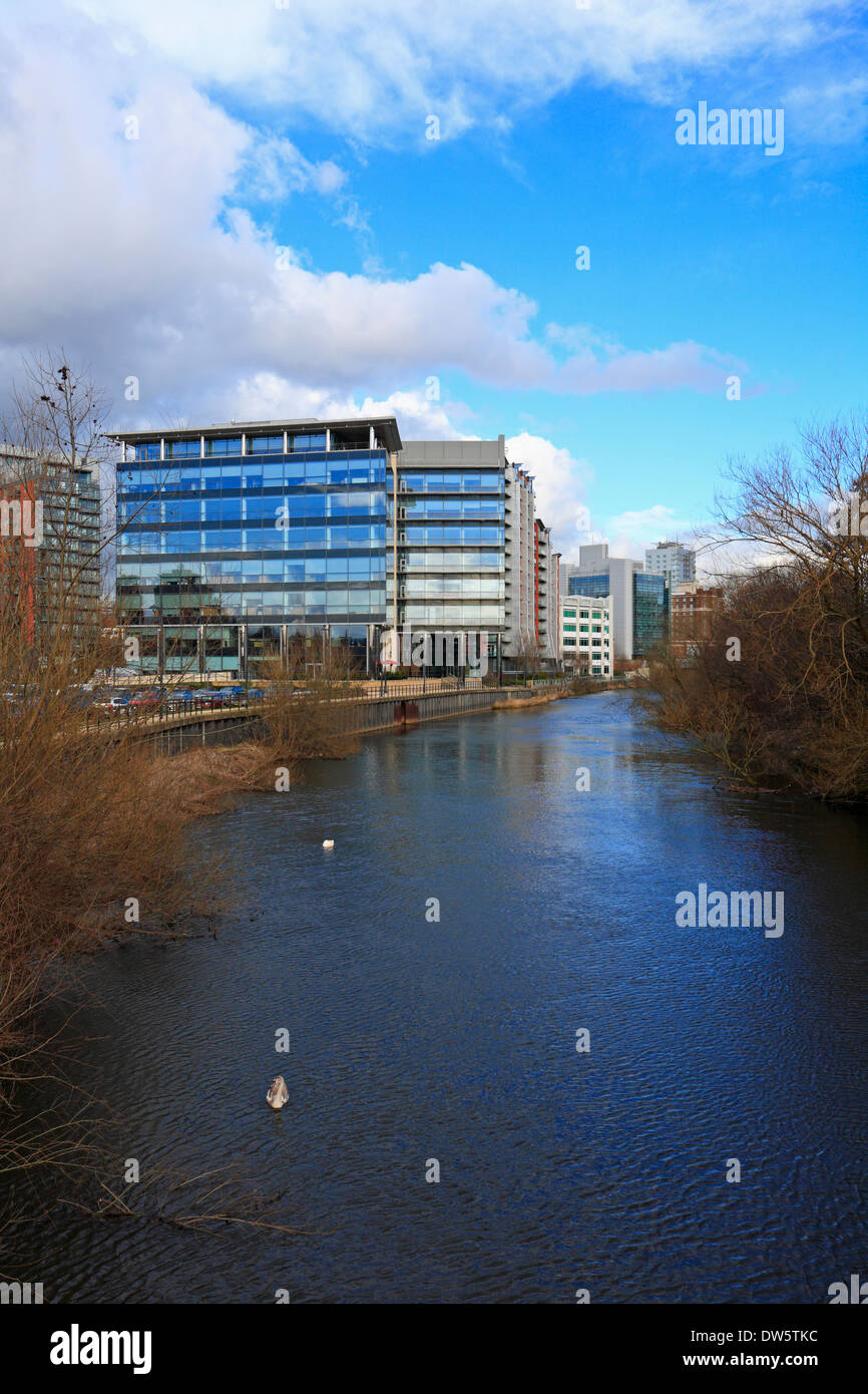 Whitehall Riverside office development by the River Aire, Leeds, West Yorkshire, England, UK