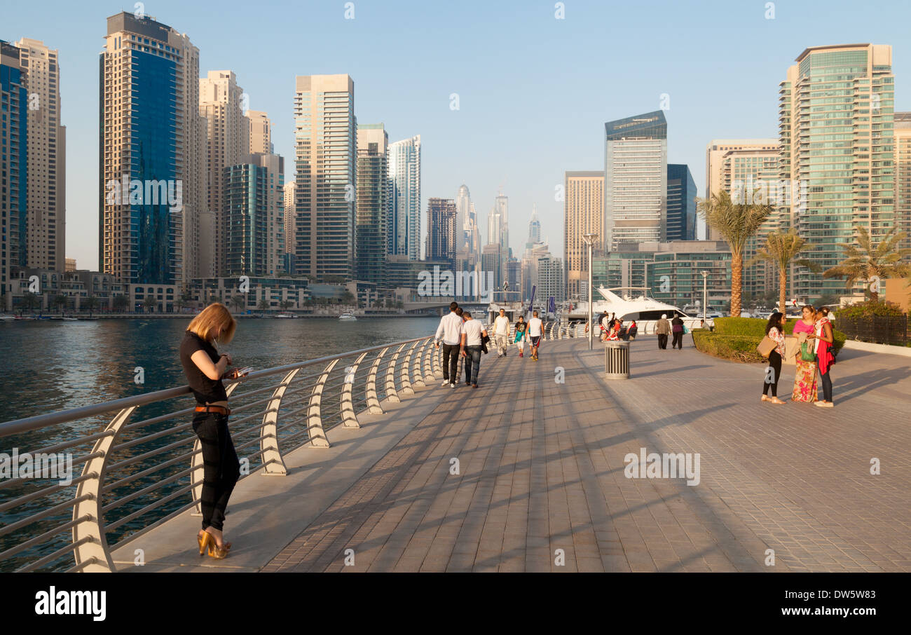 Dubai Marina scene in February, Dubai, UAE, United Arab Emirates Middle East Stock Photo