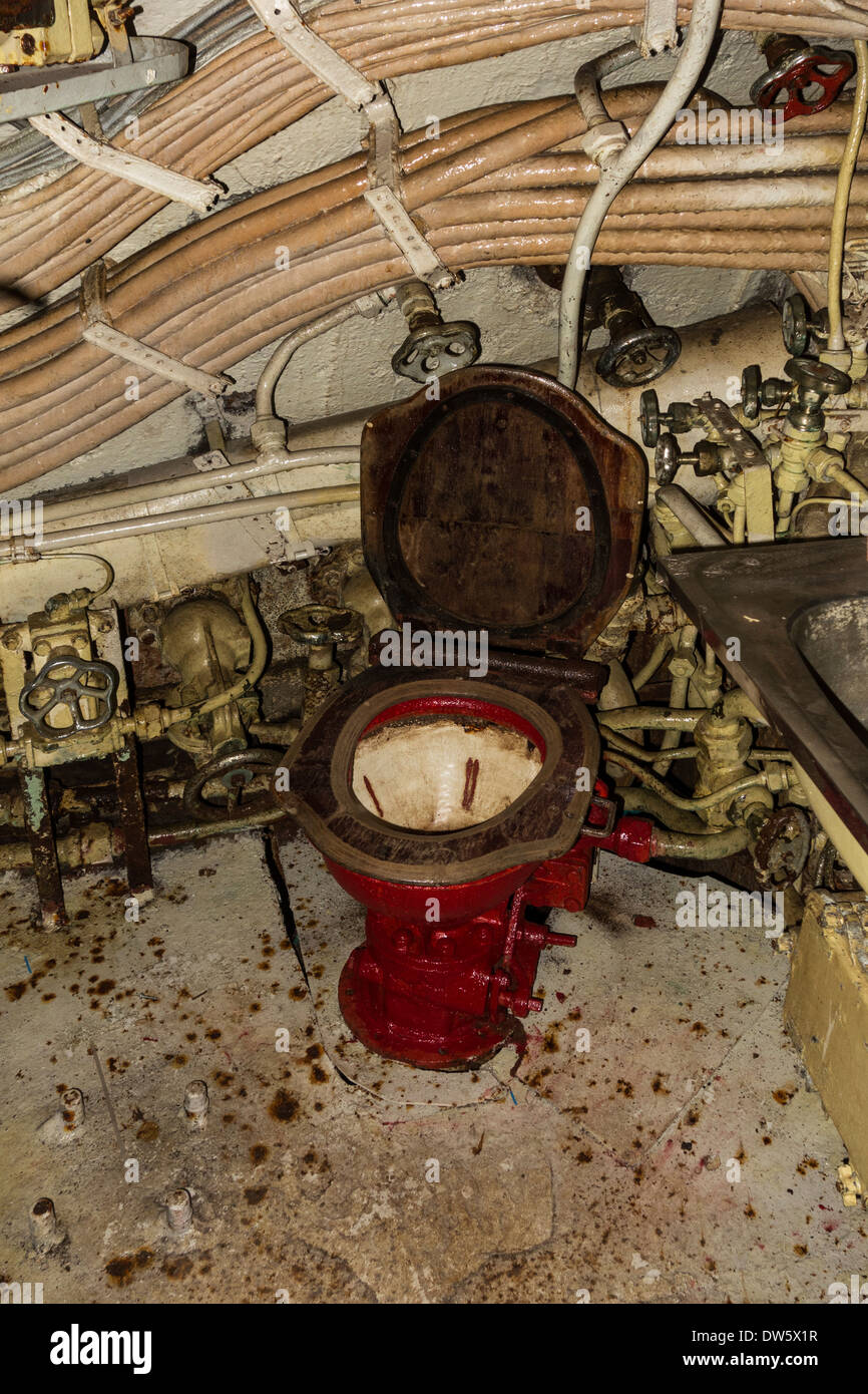 Toilet in Russian submarine B143 / U480 Foxtrot type 641 at the Stock