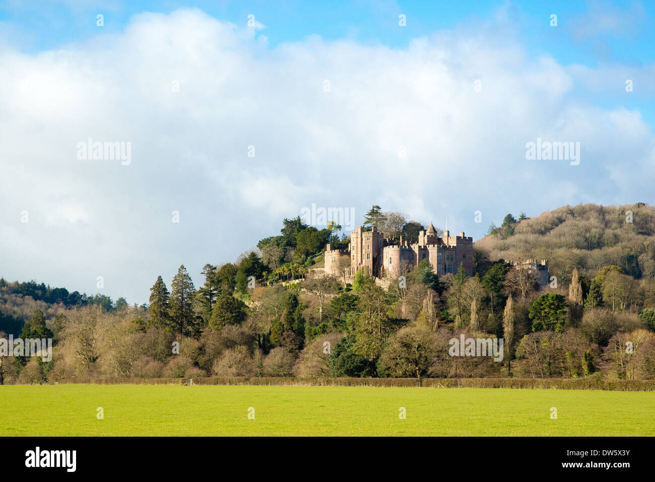 Dunster castle from the castle meads West Somerset UK - winter Stock Photo