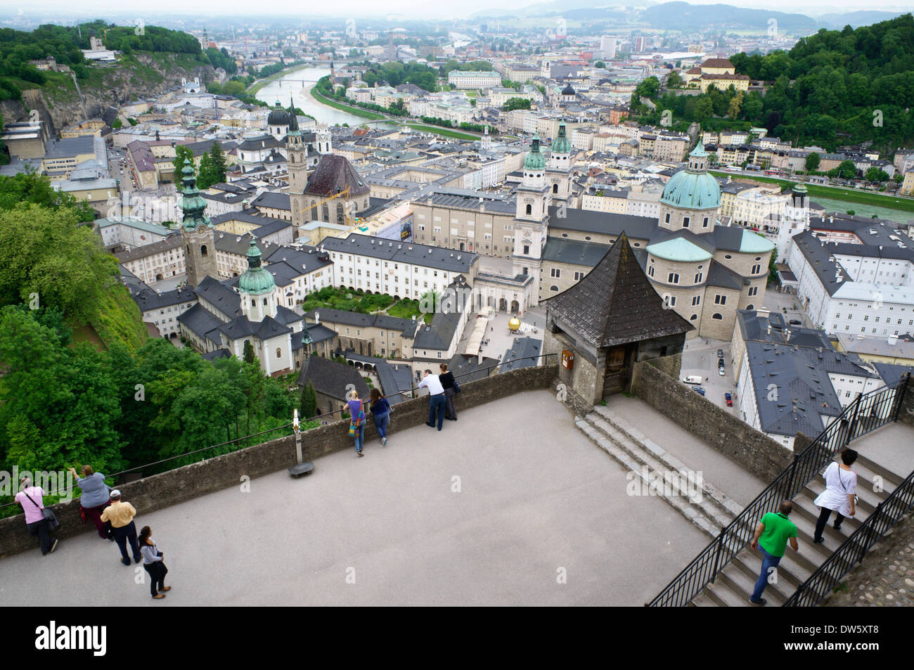 Salzburg, Austria View of Salzburg, Austria from Hohensalzburg Castle. Photo May 2013. Stock Photo