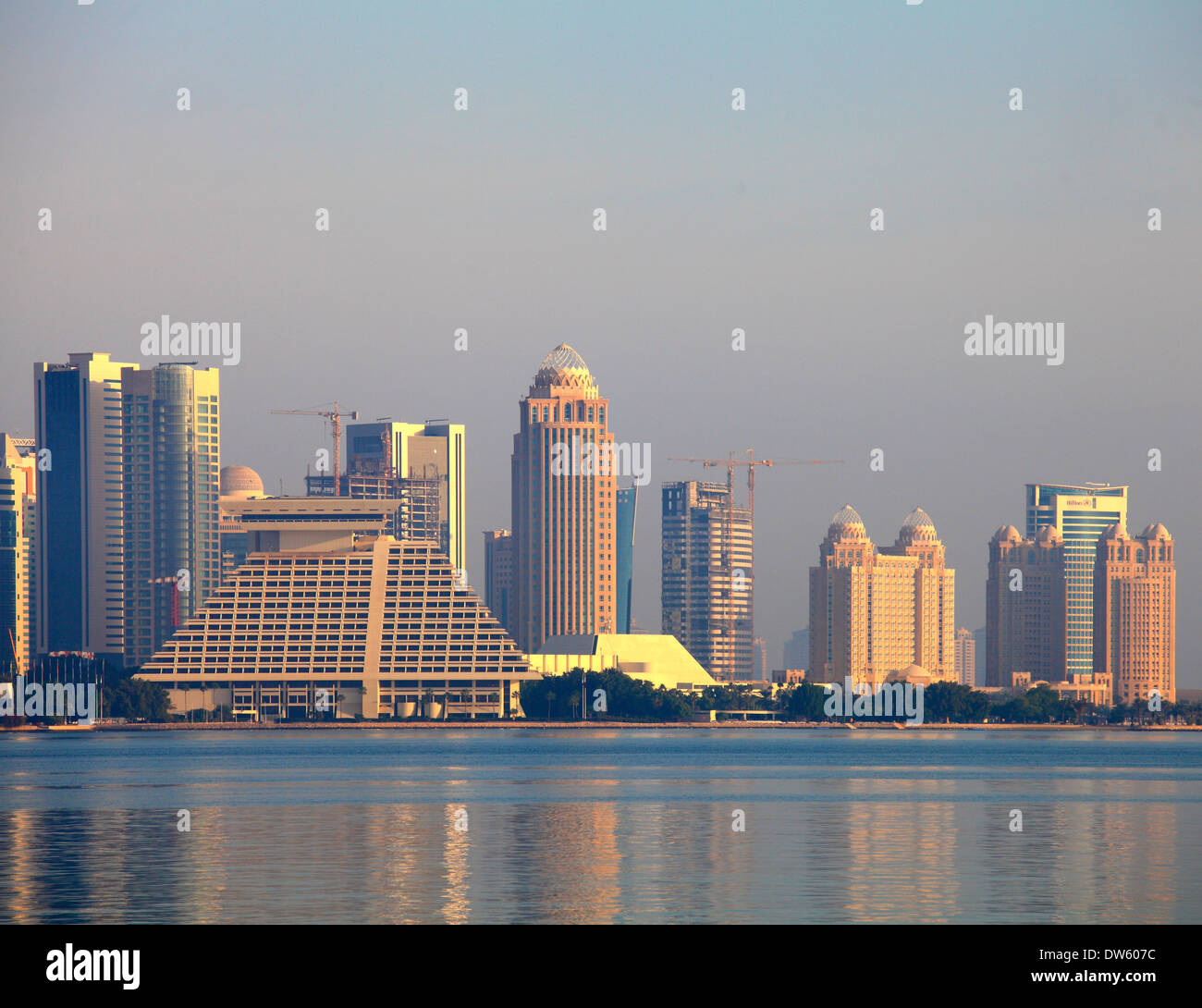 Qatar, Doha, West Bay, business district, skyline, Sheraton Hotel Stock ...