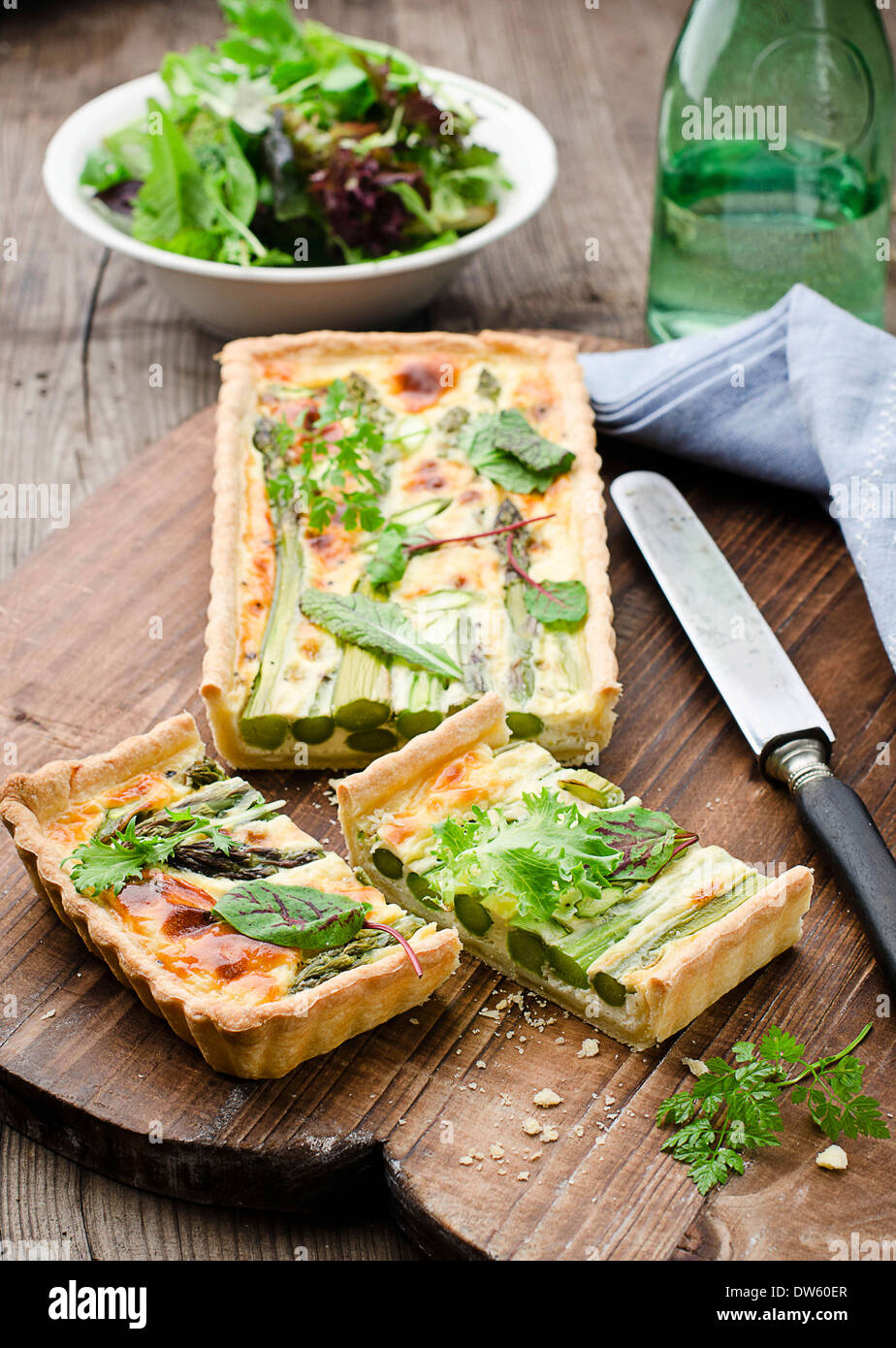 Quiche with green asparagus Stock Photo Alamy