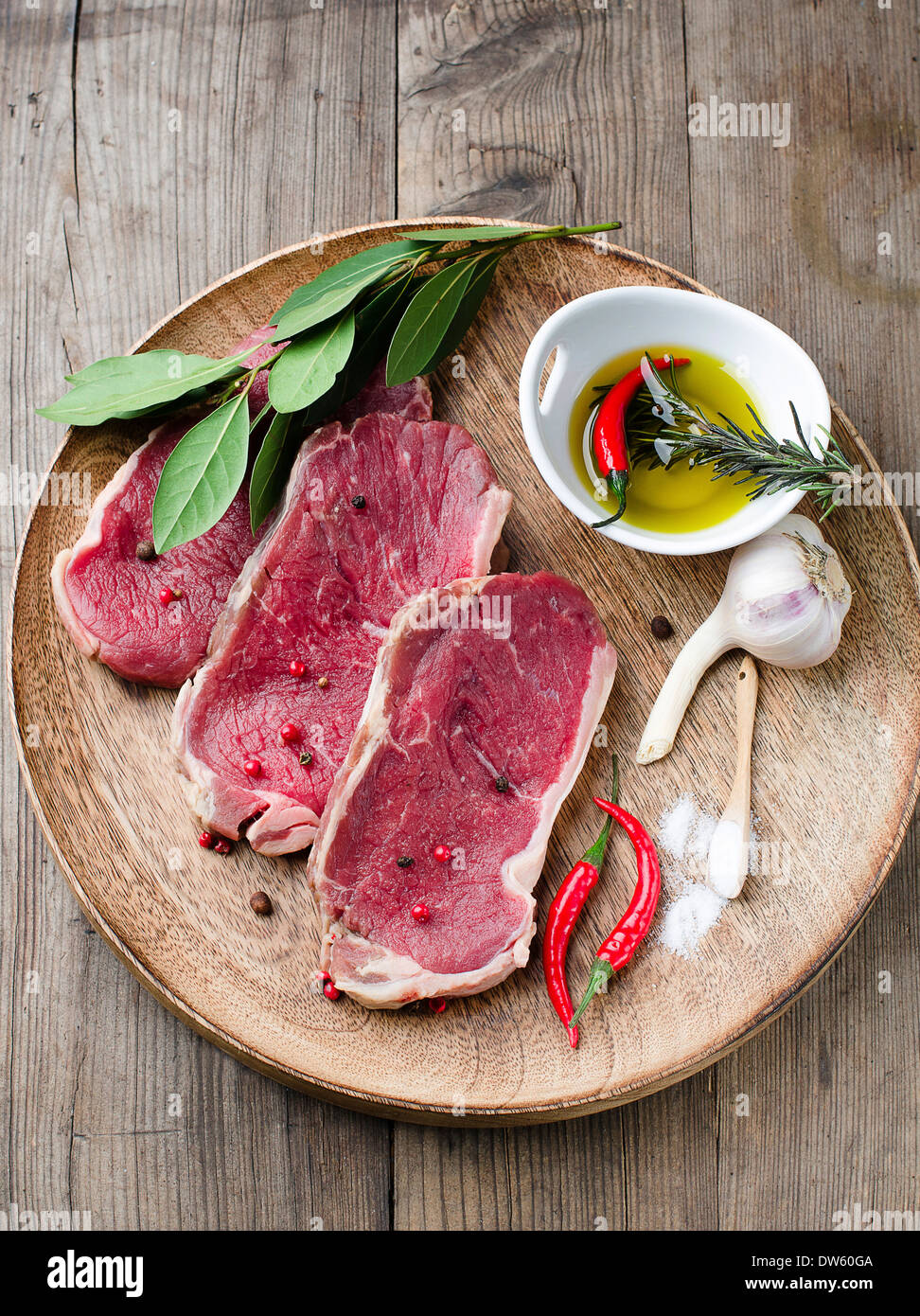 Red Raw Steak Stock Photo