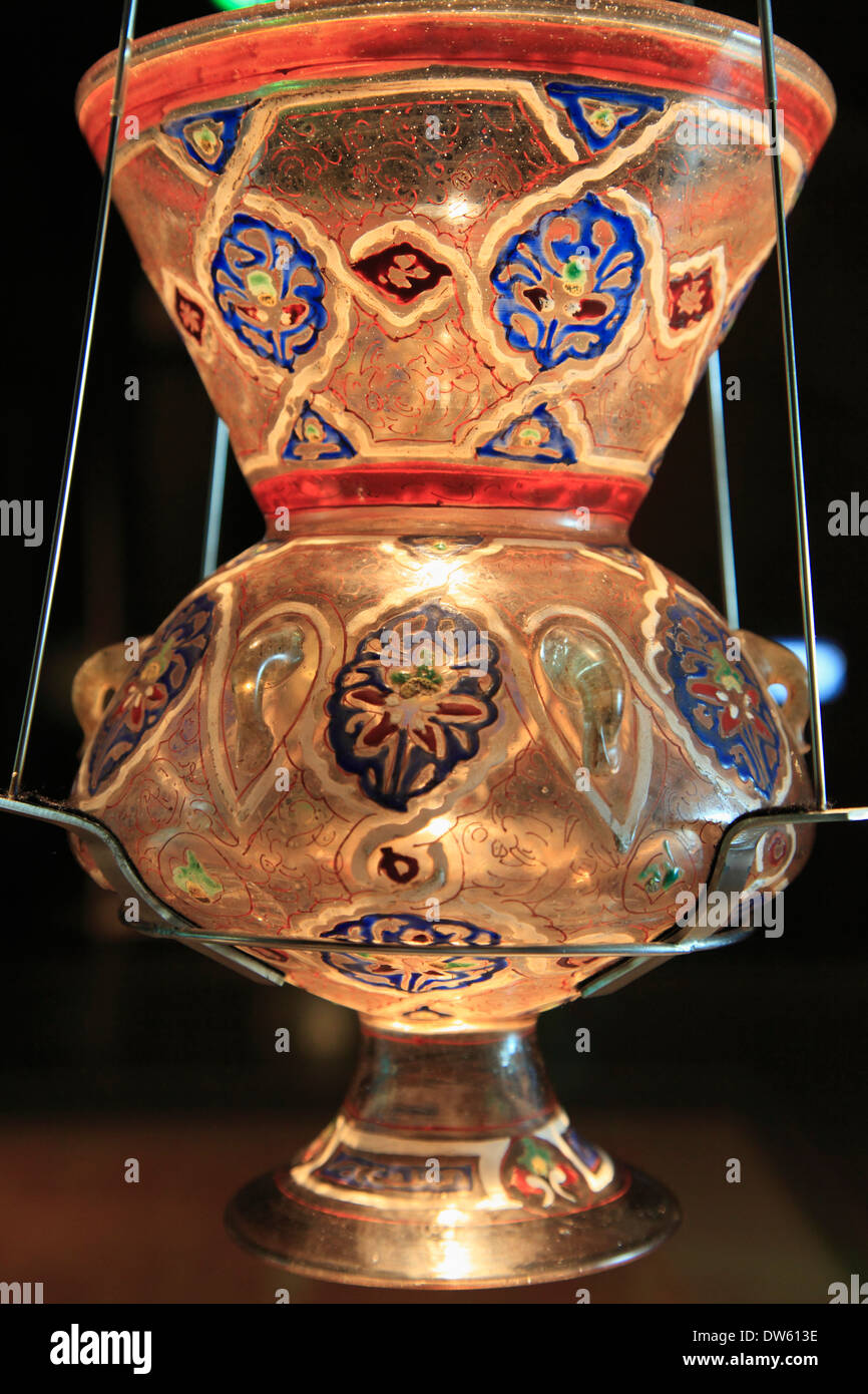 Qatar, Doha, Museum of Islamic Art, mosque lamp, 14th century Stock