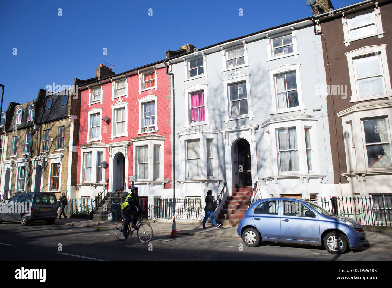 Residential terraced housing in Brixton, London, UK. This is a typical
