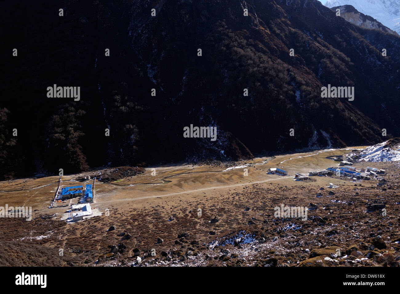 Guest houses along the Manaslu Circuit trek, Bimtang, Nepal. Stock Photo