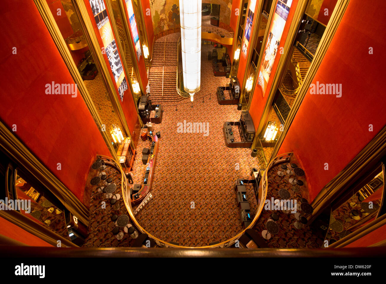NEW YORK CITY - JAN 12: Grand lobby of Radio City Music Hall in midtown Manhattan on Jan 12 2013 Stock Photo