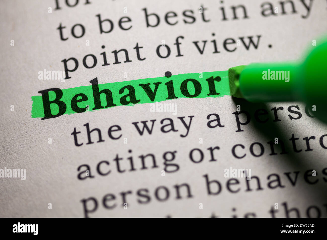 Fake Dictionary, definition of the word behavior. Stock Photo