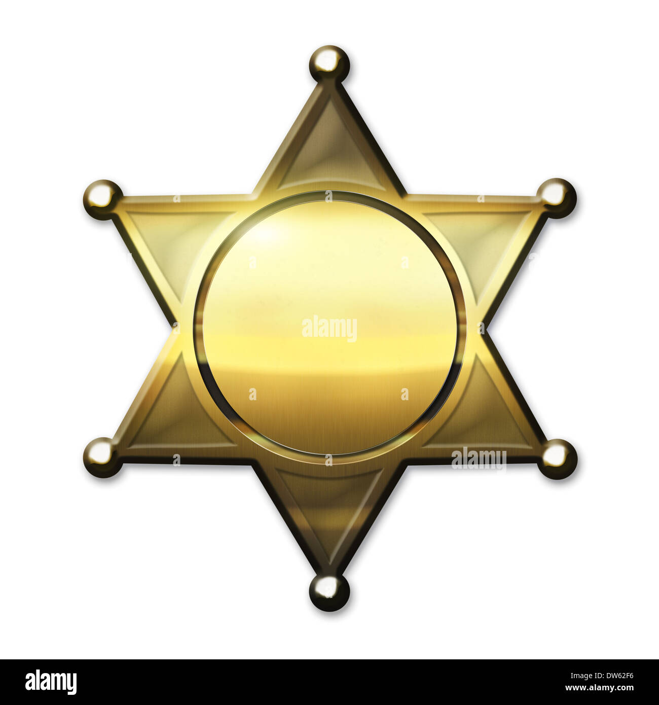 Golden Sheriff Star - isolated on white background Stock Photo - Alamy
