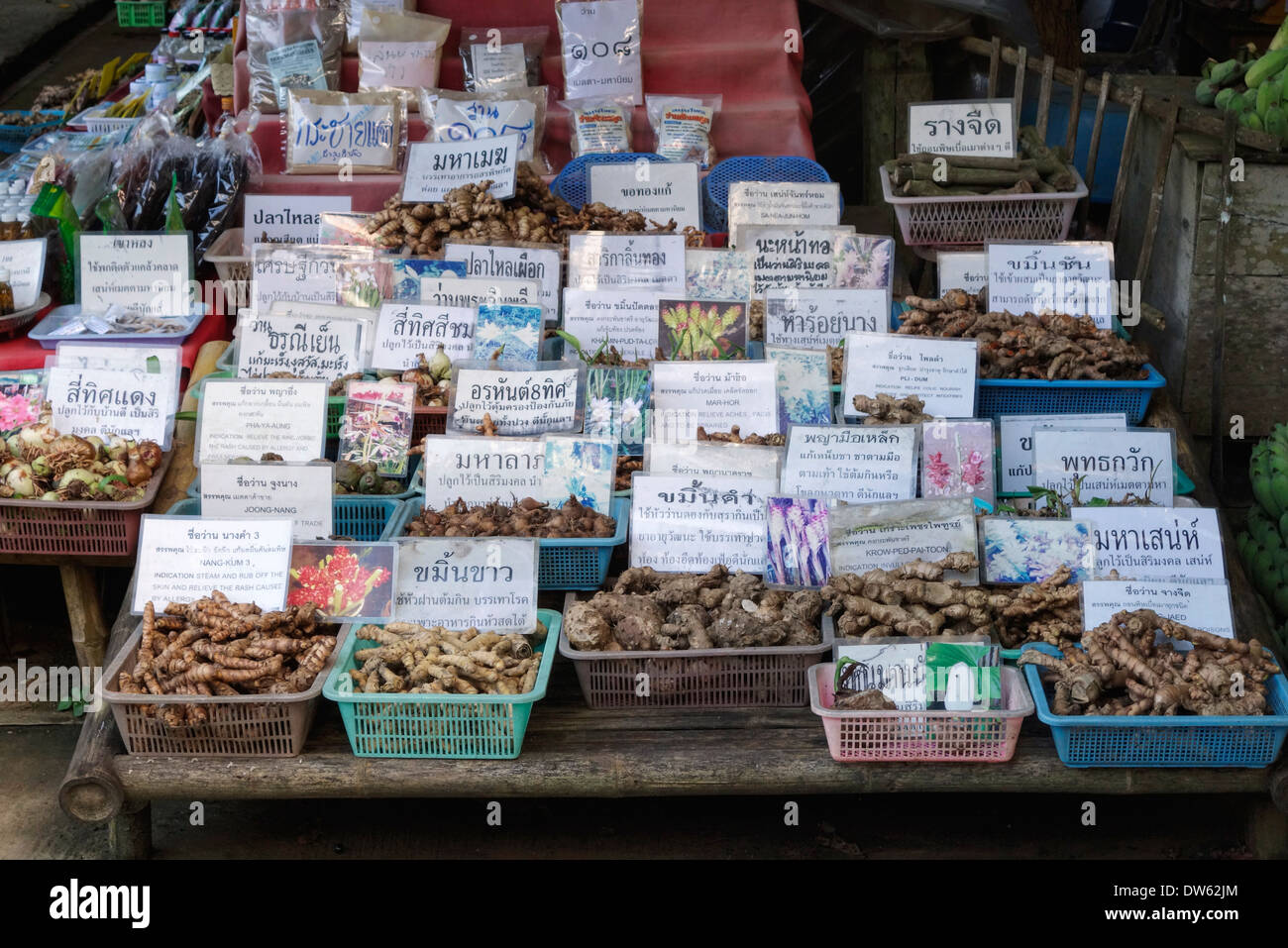 Medicinal herbs for sale at booth near the Chiang Dao Cave in Northern
