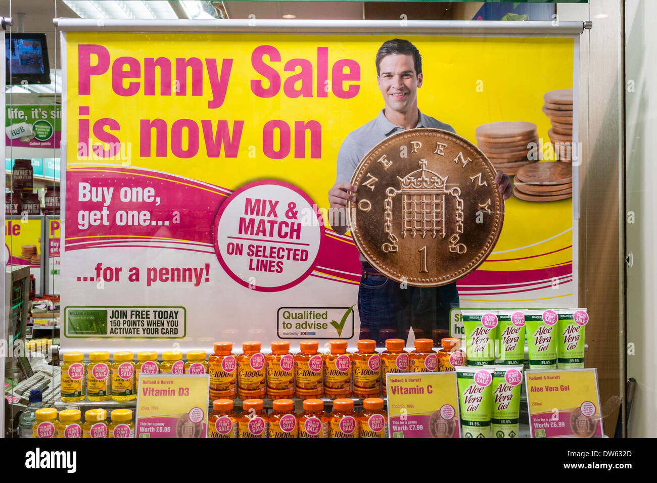 Holland & Barrett health food store window display, Reading, Berkshire