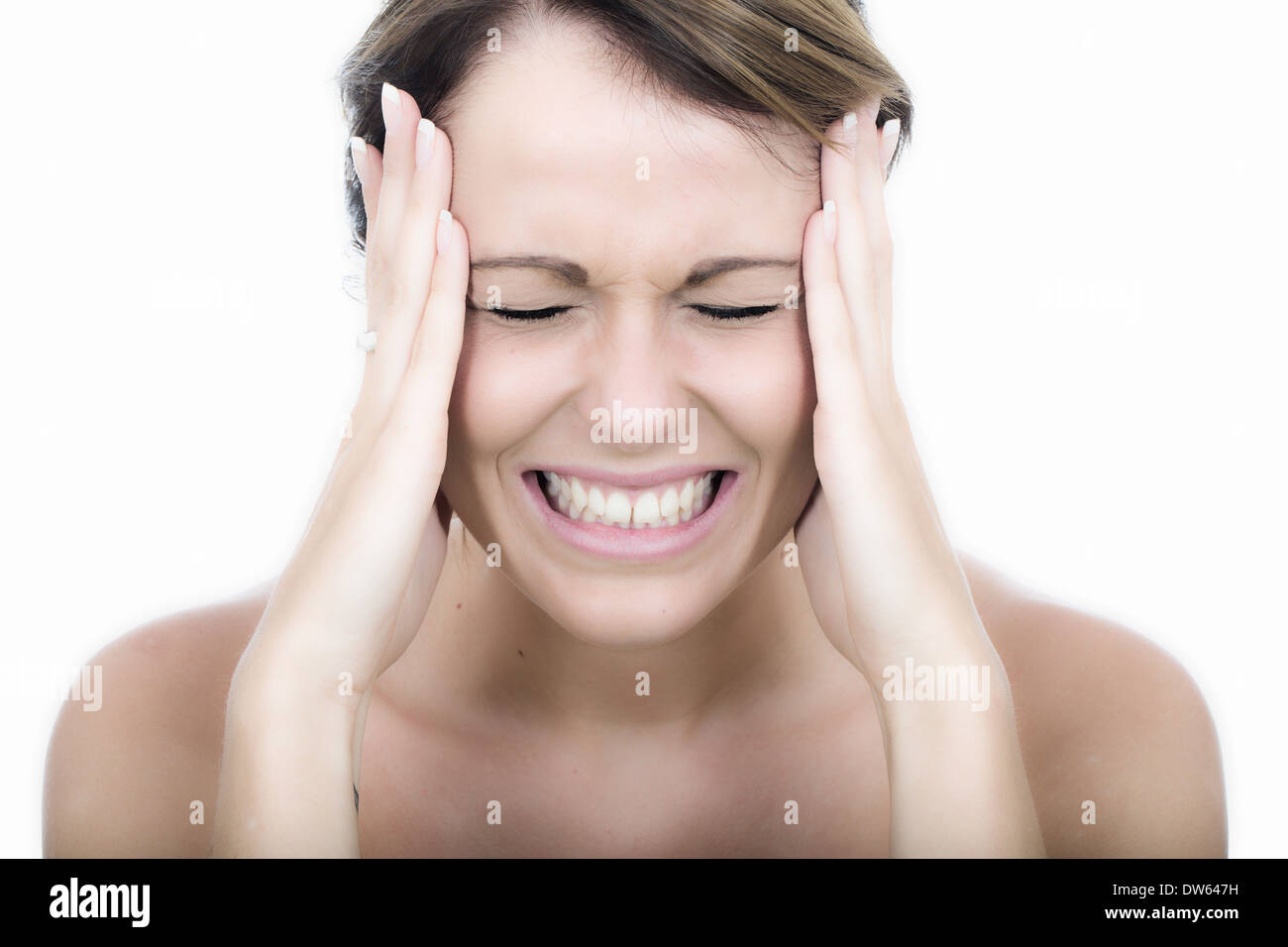 Attractive Angry Tense Young Woman Stock Photo