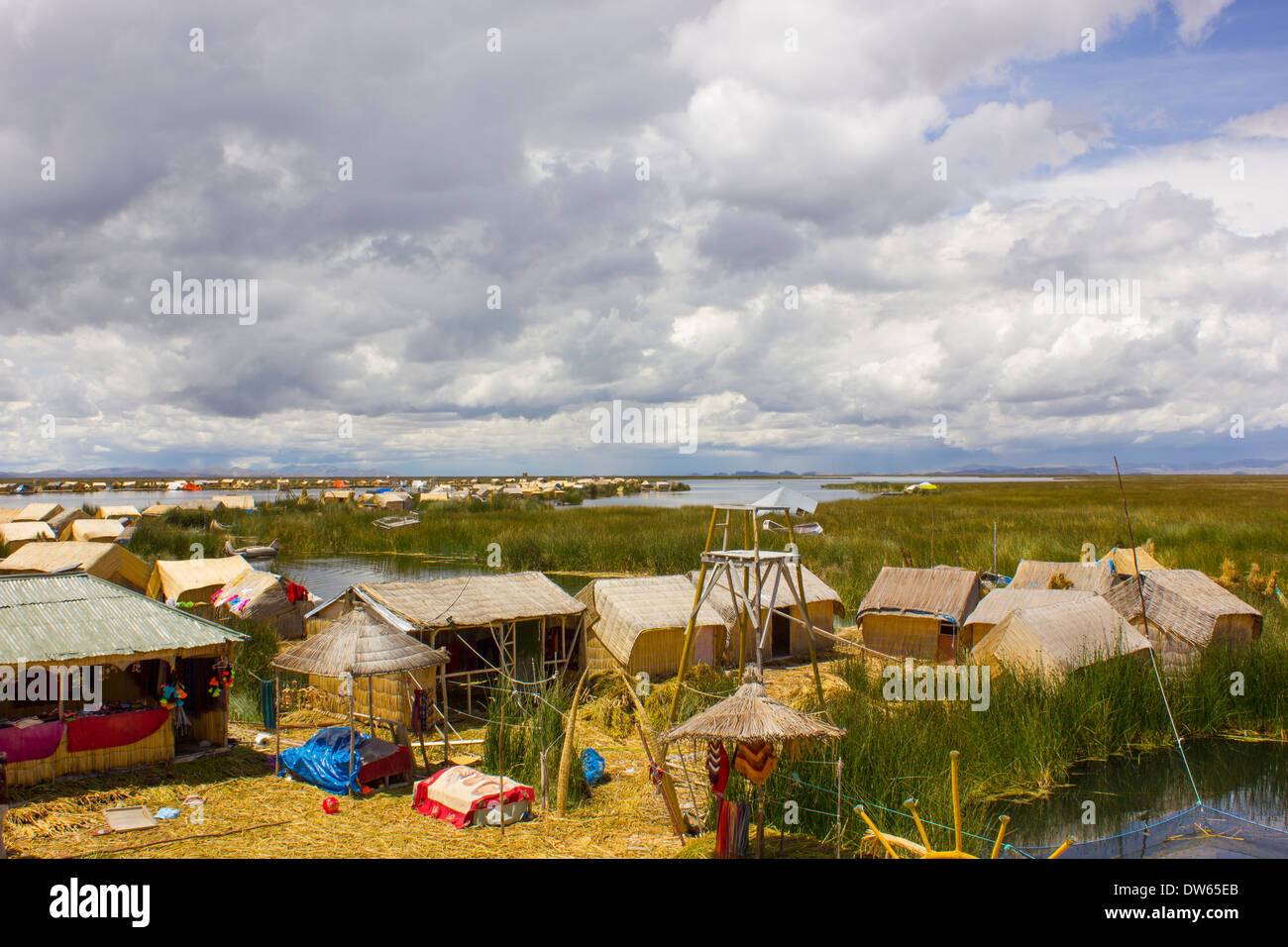 Lake Titicaca, 3812 meters, 12500 feet, home to Quechua and Aymara people, Puno, Peru Stock Photo