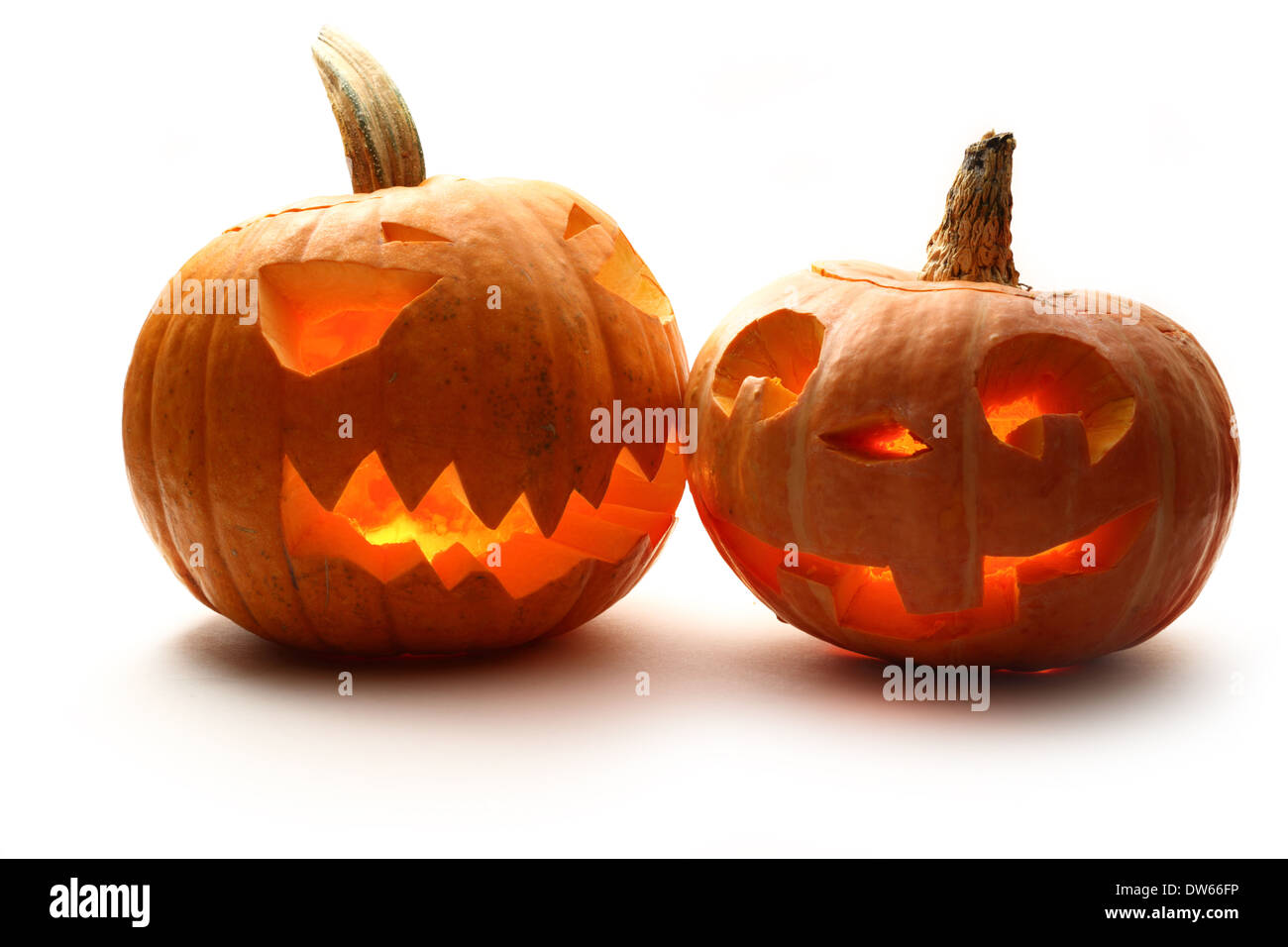Funny and angry Halloween pumpkins Stock Photo