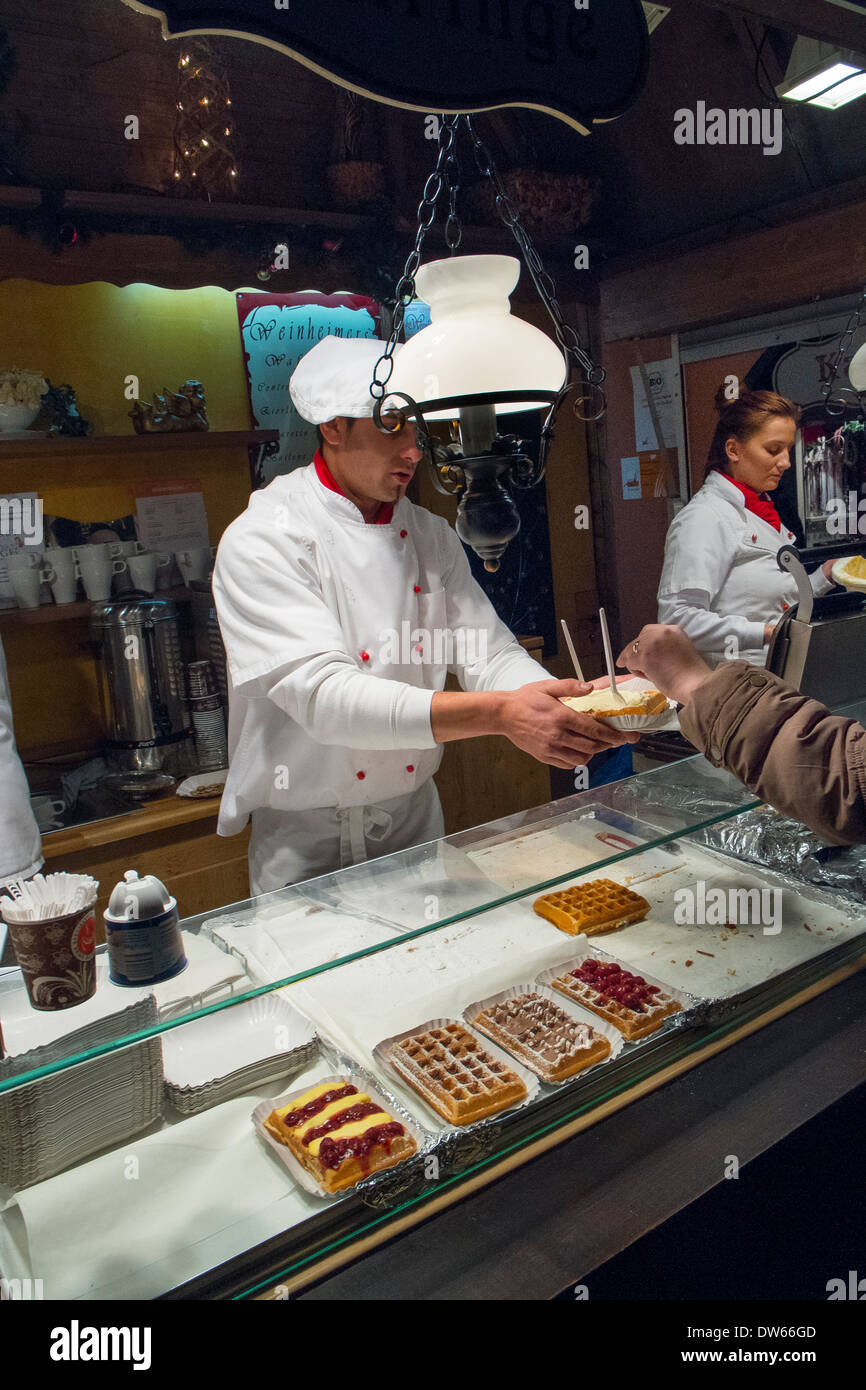 serving waffles Stock Photo