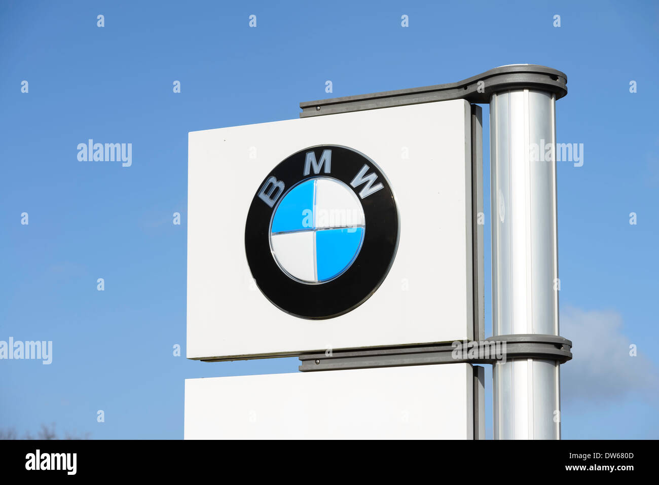 BMW dealership sign Stock Photo