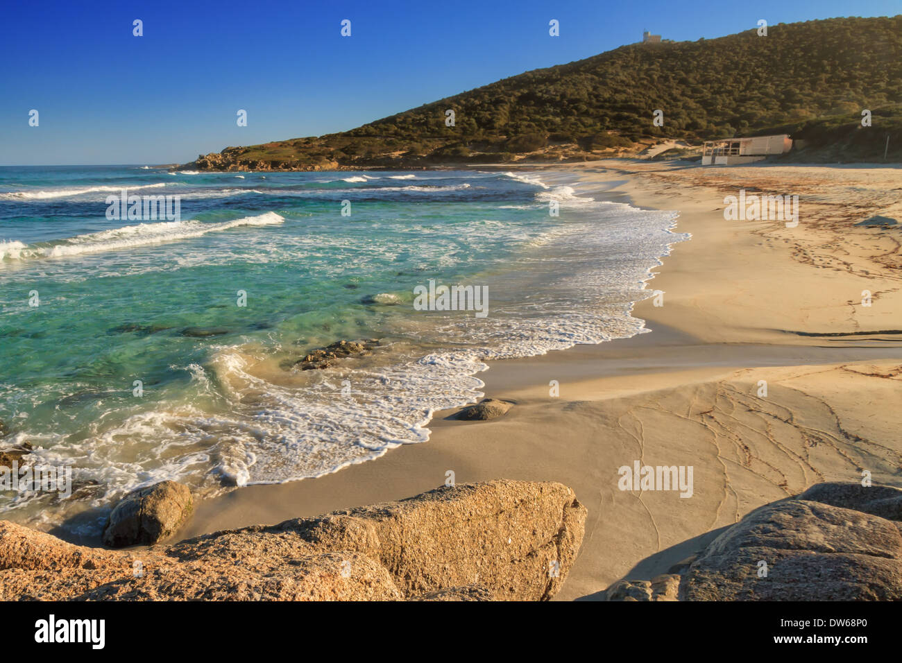 A deserted Bodri beach near Ile Rousse in the Balagne region of ...