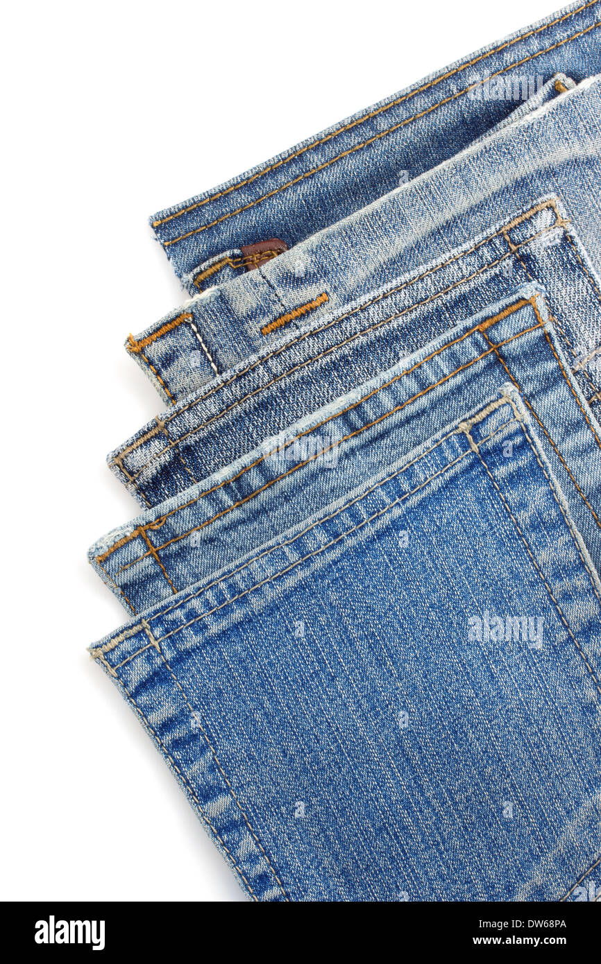 jeans blue pocket texture on white background Stock Photo